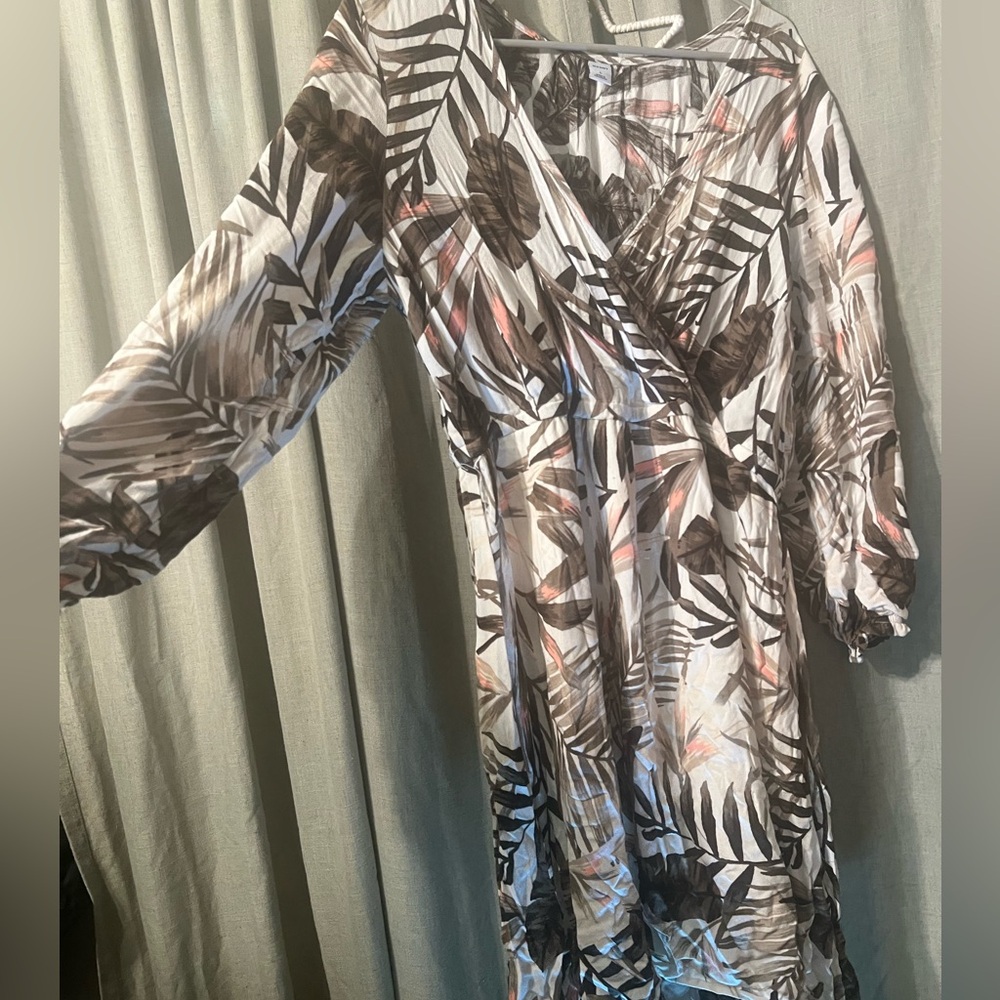 Old Navy Leaf Print Dress - Brown and Pink